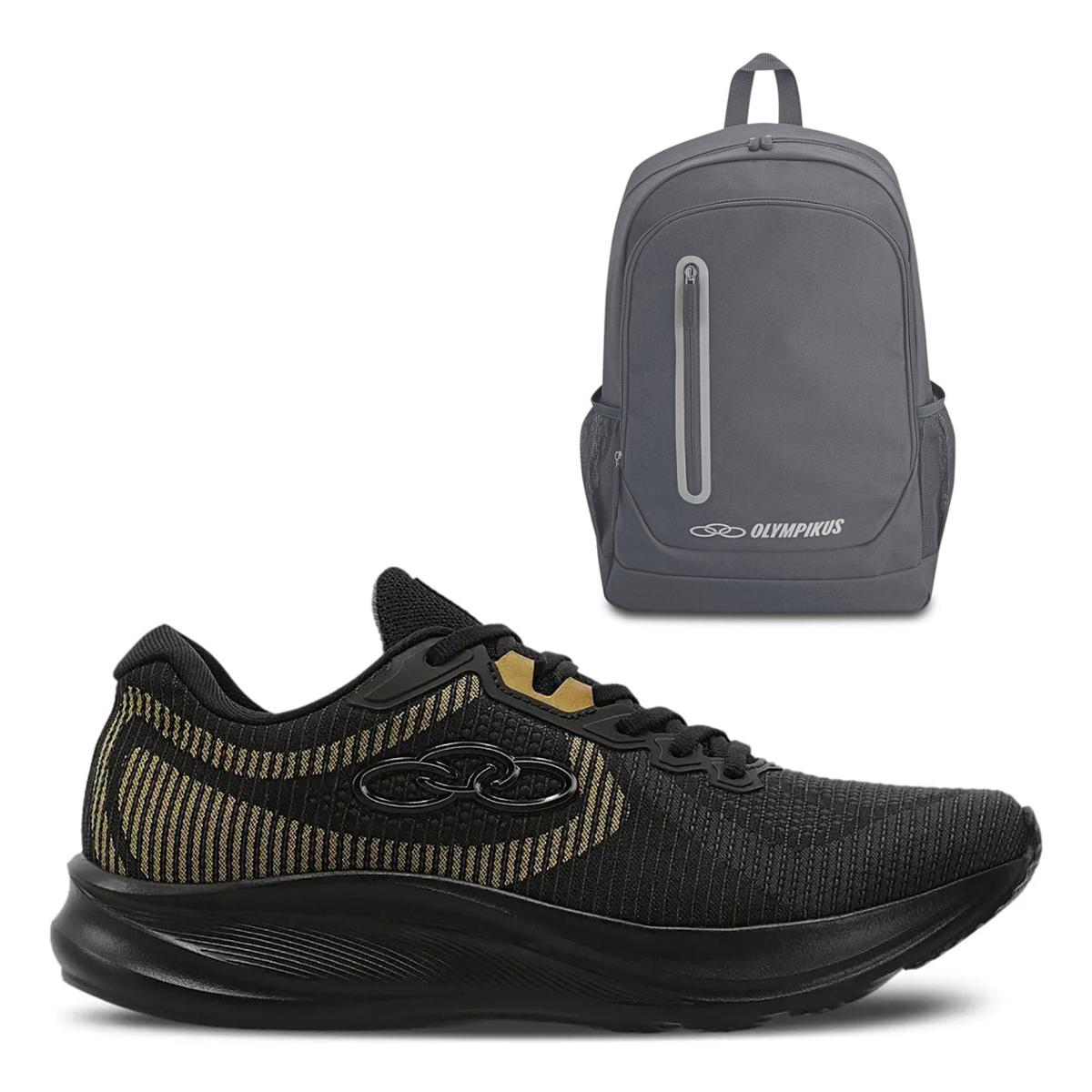 Kit 1 Tênis Olympikus Orbita e 1 Mochila Olympikus Braze - Preto
