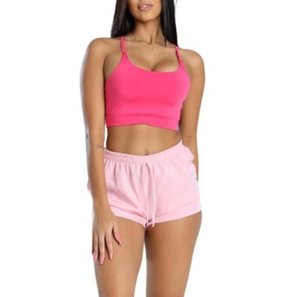 Kit 1 top multiformas 1 short tactel Leve, Fresquinho, Academia e Casual
