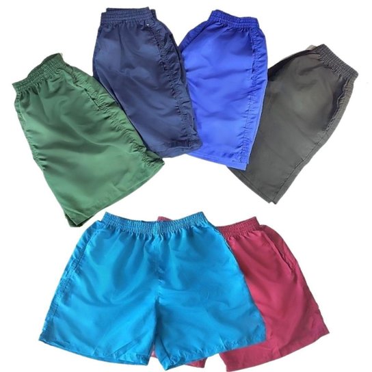 Kit 10 Bermuda Short De Tactel Básico Adulto Com Elástico - Azul+Verde Menor preço em Kit 10 Bermuda Short De Tactel Básico Adulto Com Elástico - Azul+Verde