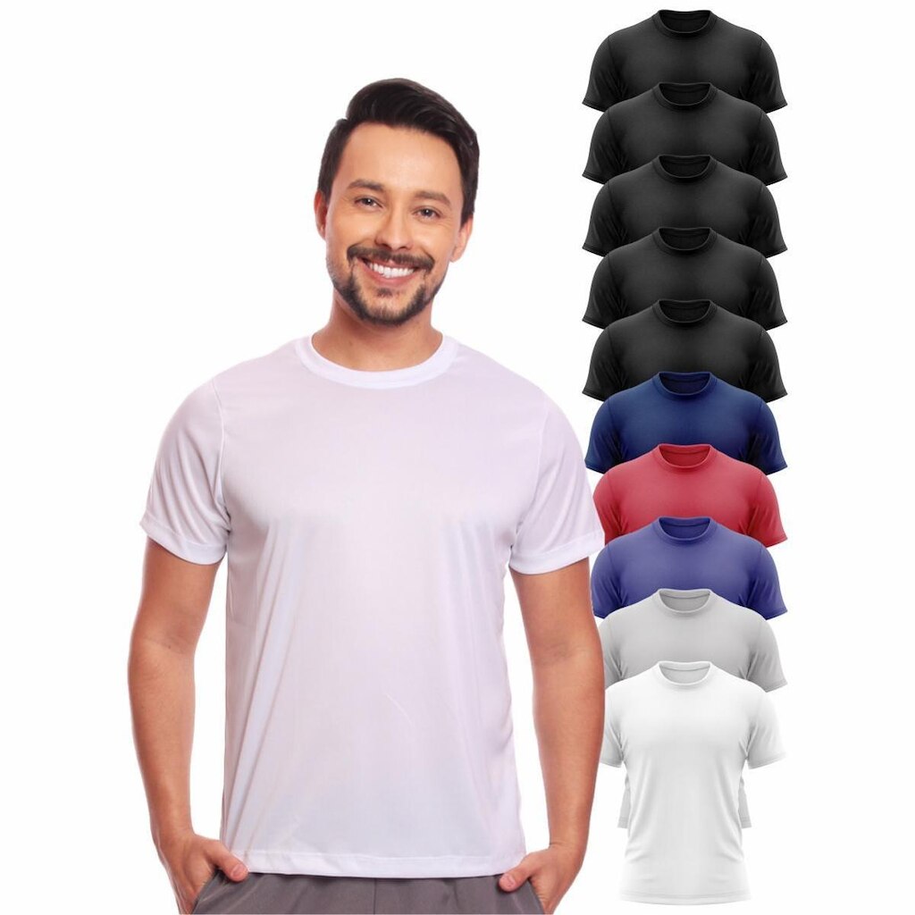 Kit 10 Camisas Academia Esportiva Com Proteção Uv Masculina