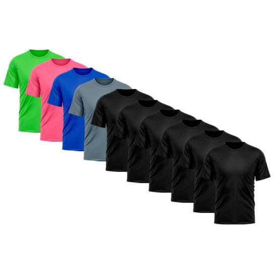 Kit 10 Camiseta Masculina Dry Proteção Solar UV Básica Lisa Treino Academia Camisa Camisetas - Preto+Rosa Menor preço em Kit 10 Camiseta Masculina Dry Proteção Solar UV Básica Lisa Treino Academia Camisa Camisetas - Preto+Rosa