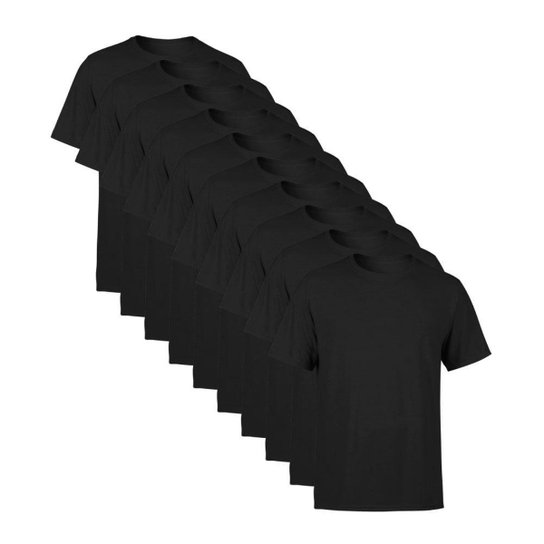 Kit 10 Camisetas SSB Brand Masculina Lisa Premium 100% Algodão - Preto Menor preço em Kit 10 Camisetas SSB Brand Masculina Lisa Premium 100% Algodão - Preto
