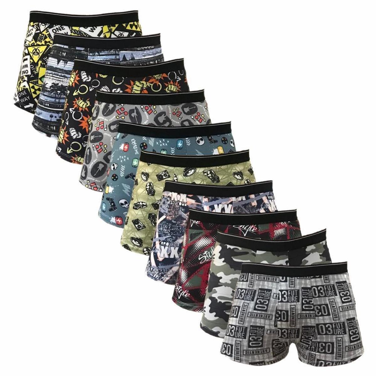 Kit 10 Cuecas Boxer Cueca Box Masculina Microfibra Sortidas Menor preço em Kit 10 Cuecas Boxer Cueca Box Masculina Microfibra Sortidas