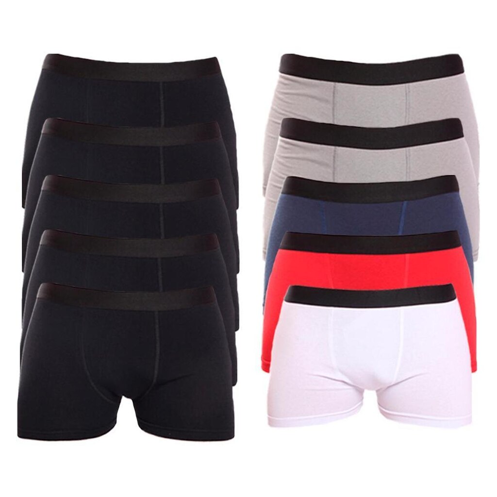 Kit 10 Cuecas Boxer Lisa Cotton Algodão Box Premium