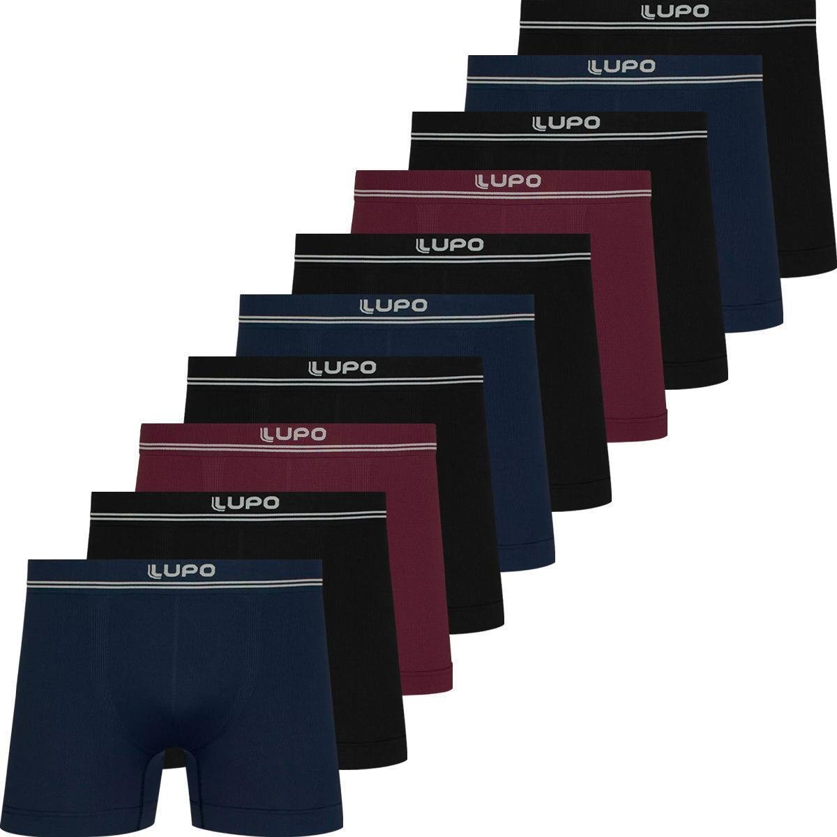 Kit 10 Cuecas Boxer Lupo Original Box Masculino Cueca Microfibra Sem Costura Atacado Adulto