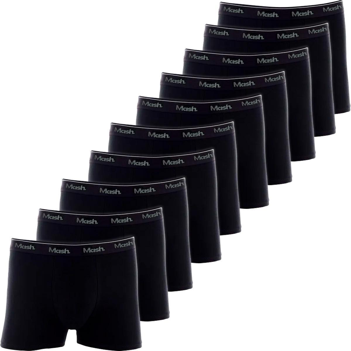 Kit 10 Cuecas Boxer Mash Algodão Box Confortável Cueca Masculina Cós Elástico Original