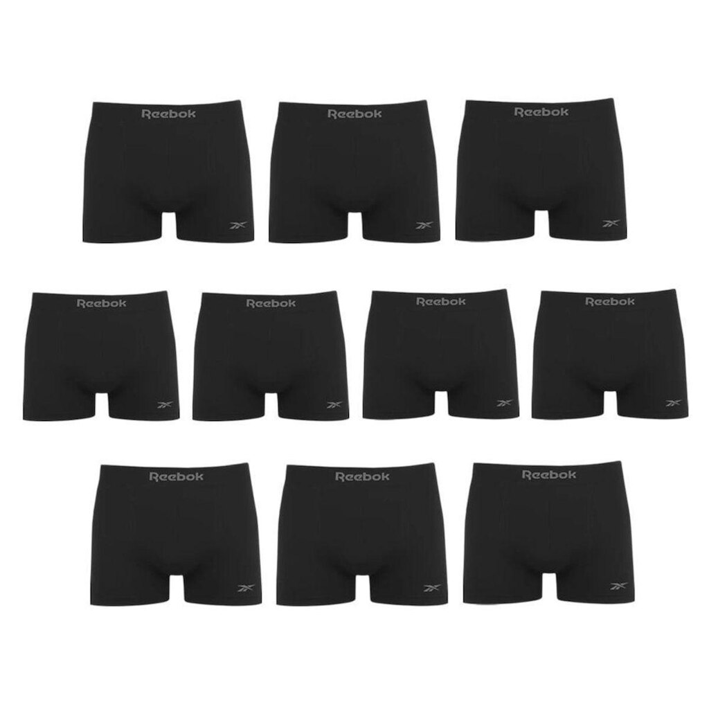 Kit 10 Cuecas Boxer Reebok Sem Costura Masculina - Preto GG