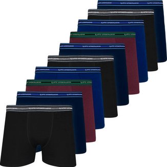 Kit 10 Cuecas Lupo Boxer Em Algodão Cueca Box Masculina Cotton Adulto Confortável Original 523