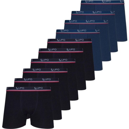 Kit 10 Cuecas sortidos Lupo Boxer Masculinas Algodão - Preto Menor preço em Kit 10 Cuecas sortidos Lupo Boxer Masculinas Algodão - Preto