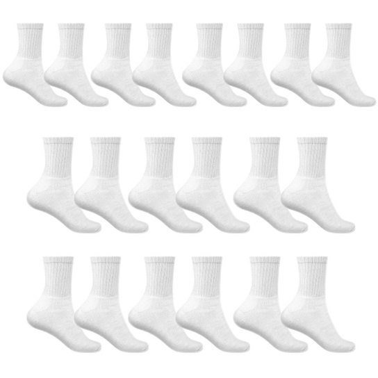 Kit 10 Pares de Meia Adulto Masculina Esportiva Cano Alto Algodão Sport - Branco Menor preço em Kit 10 Pares de Meia Adulto Masculina Esportiva Cano Alto Algodão Sport - Branco