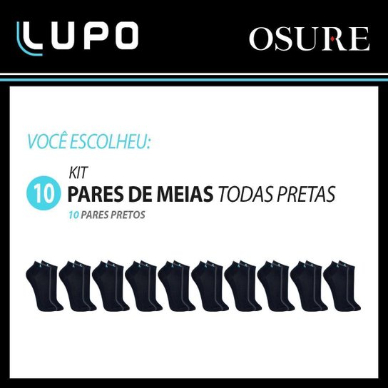 Kit 10 Pares Meias Lupo Cano Baixo Curto Tornozelo Algodão Masculina Meia Feminina Original