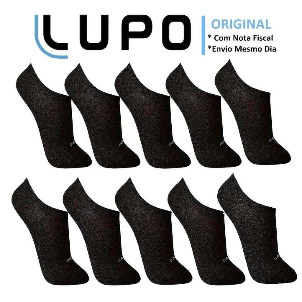Kit 10 Pares Meias Masculina Lupo Algodão Soquete Invisível