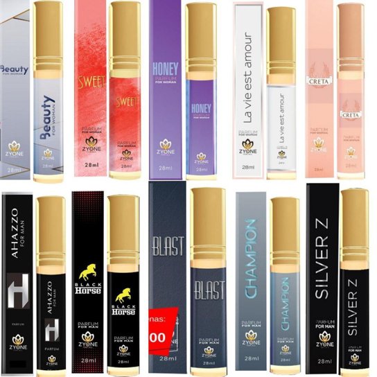Kit 10 Perfumes Importados Homem e Mulher Zyone Revenda 28 ml