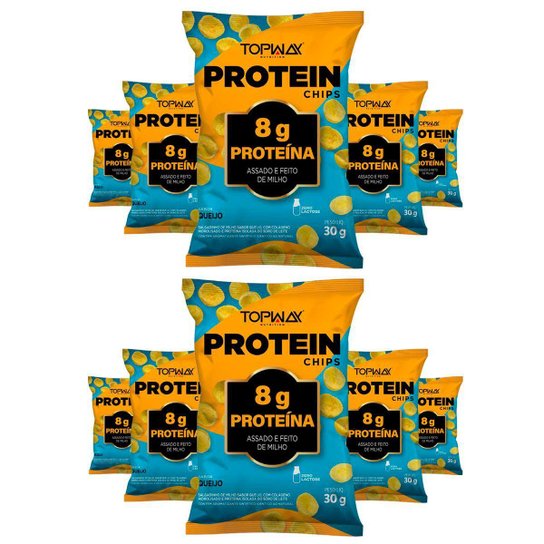 Kit 10 Salgadinho Snack Chips Queijo Com Proteína Topway 30G
