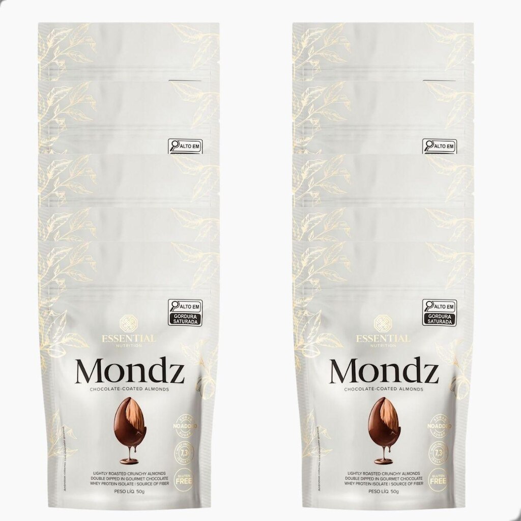Kit 10 Snack Amendoas de Chocolate Mondz 50g Essential