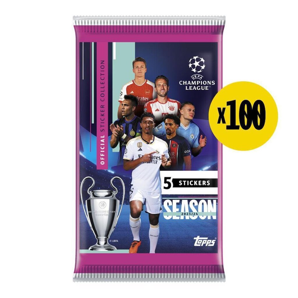 Kit 100 Envelopes UEFA Champions League 2023/24 - 500 Figurinhas