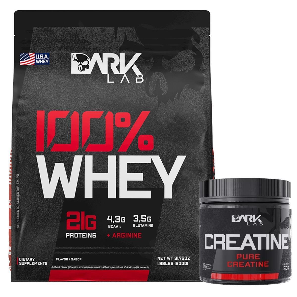 Kit 100% Whey Protein Concentrado Refil 900g + Creatina Monohidratada 150g Dark Lab Menor preço em Kit 100% Whey Protein Concentrado Refil 900g + Creatina Monohidratada 150g Dark Lab