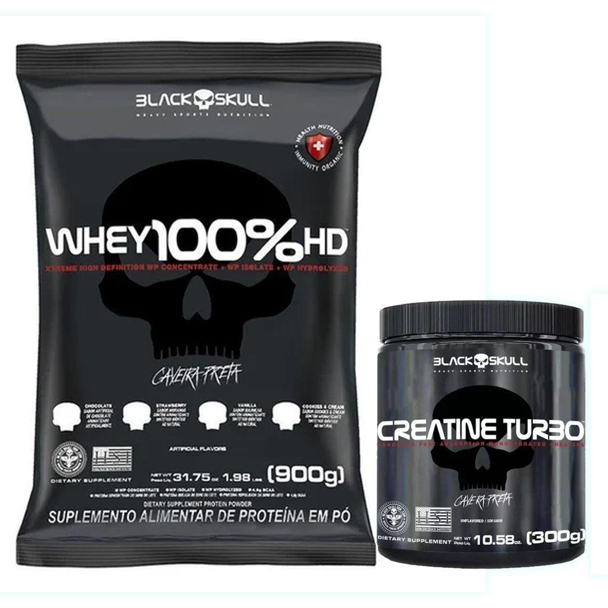Kit 100% Whey protein Hd Refil 900g + Creatina Turbo 300g Black Skull é ruim? Kit 100% Whey protein Hd Refil 900g + Creatina Turbo 300g Black Skull é boa?