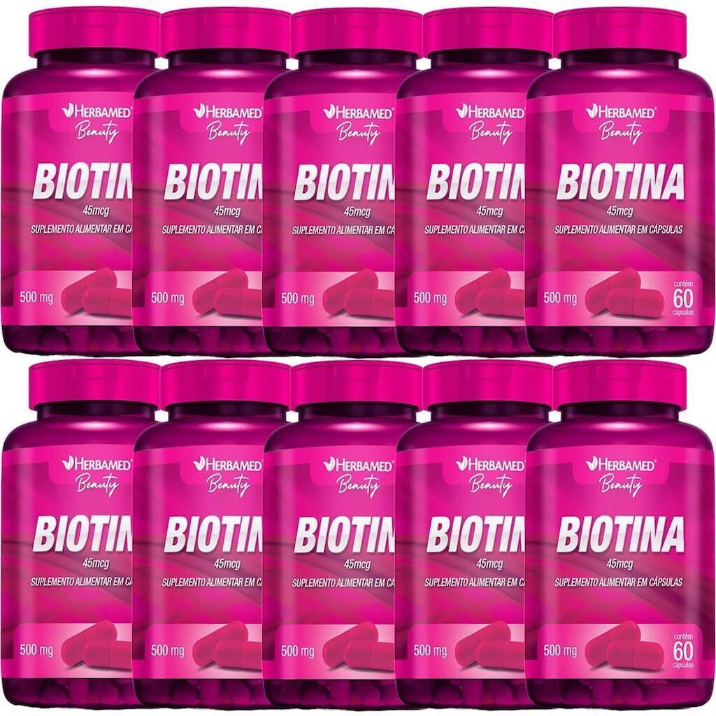 Kit 10X Biotina 45mcg - 60 Cápsulas - Herbamed