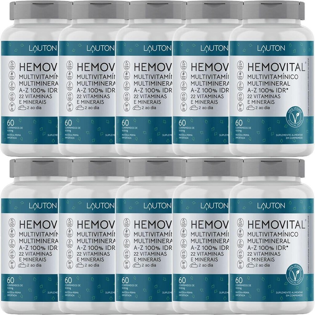 Kit 10X Hemovital Multivitamínico - 60 Cápsulas - Lauton Nutrition
