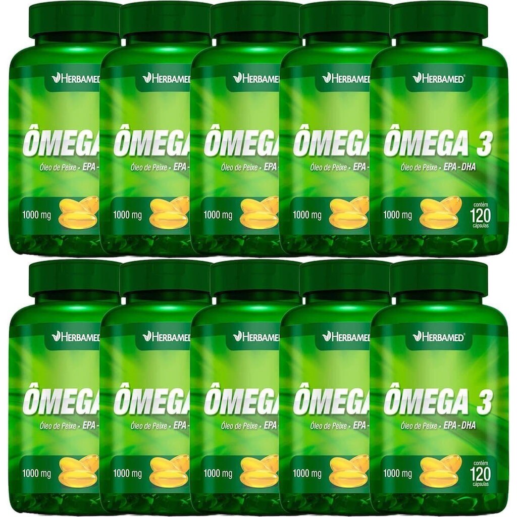 Kit 10X Ômega 3 1000mg - 120 Cápsulas - Herbamed