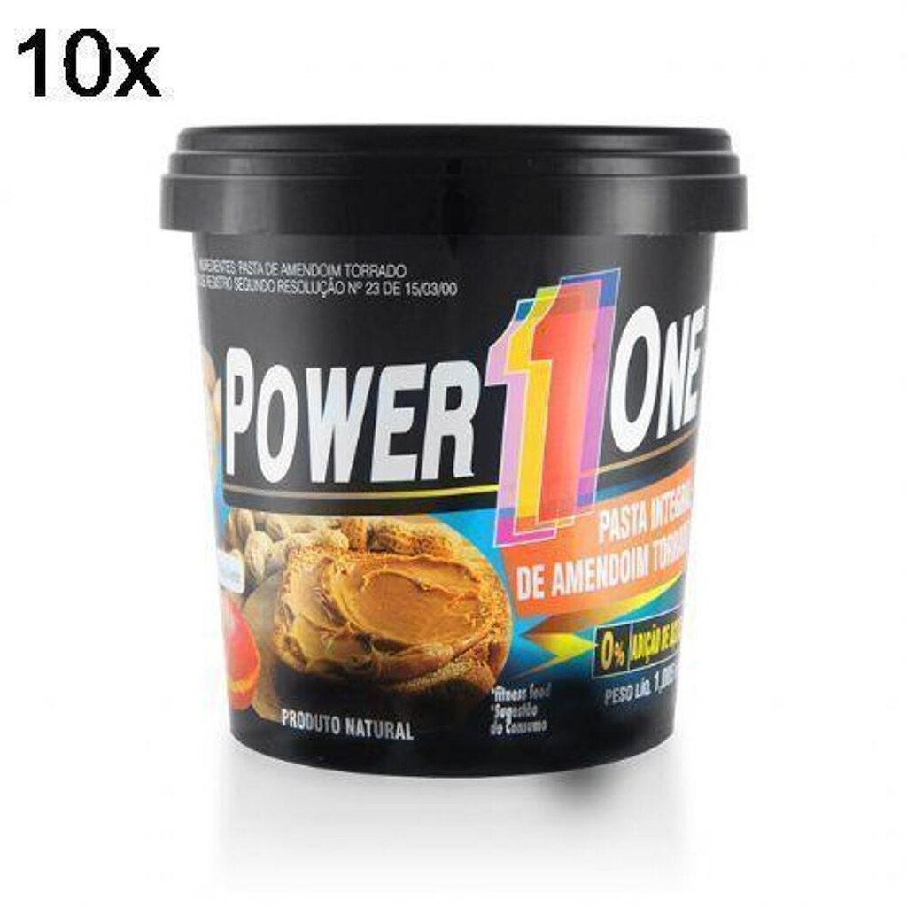 Kit 10X Pasta de Amendoim Integral  1000g  Power One