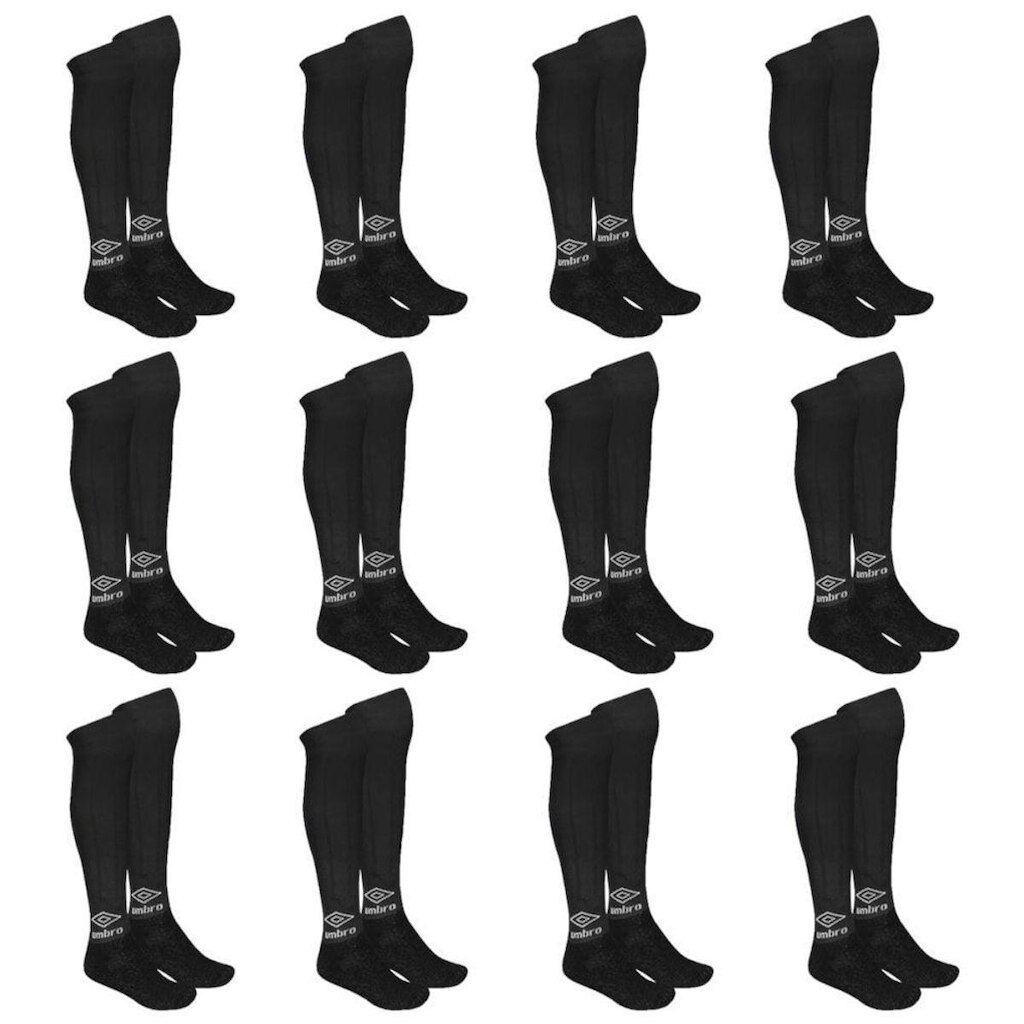 Kit 12 Pares De Meiões Umbro Classic  - Preto 39-43