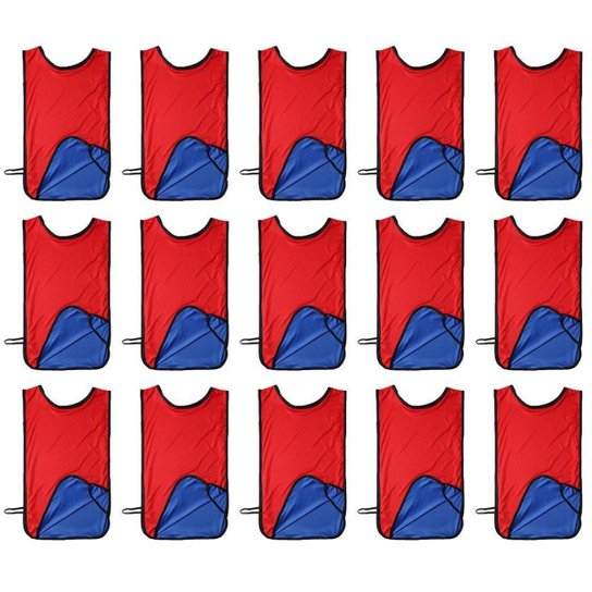 Kit 15 Coletes Esportivos PMC Futebol Dupla Face - Azul+Vermelho Menor preço em Kit 15 Coletes Esportivos PMC Futebol Dupla Face - Azul+Vermelho