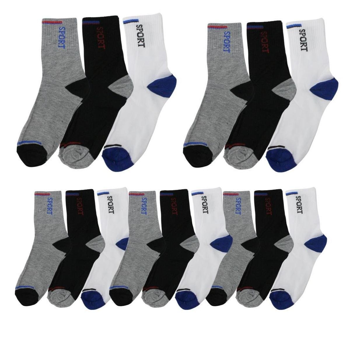 Kit 15 Pares de Meia Sport Cano Alto Menor preço em Kit 15 Pares de Meia Sport Cano Alto