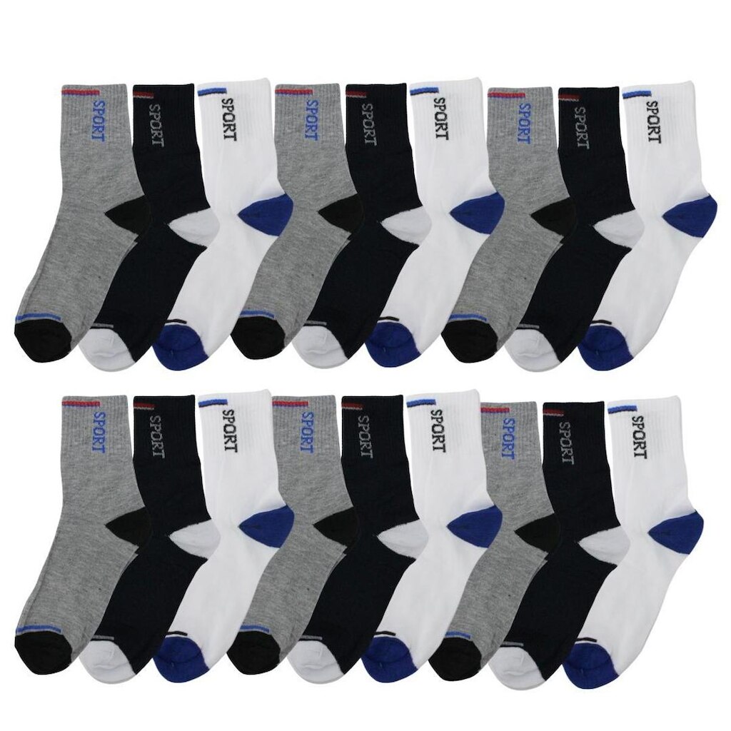 Kit 18 Pares de Meia Sport Cano Alto
