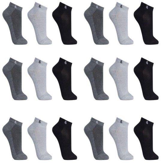 Kit 18 Pares de Meias Lupo Sport Cano Curto Esportiva Masculina - Chumbo Menor preço em Kit 18 Pares de Meias Lupo Sport Cano Curto Esportiva Masculina - Chumbo