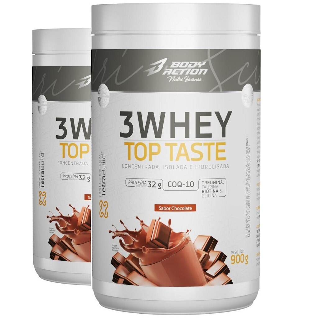 Kit 2 3Whey Top Taste 900g Concentrado Isolado Hidrolisada