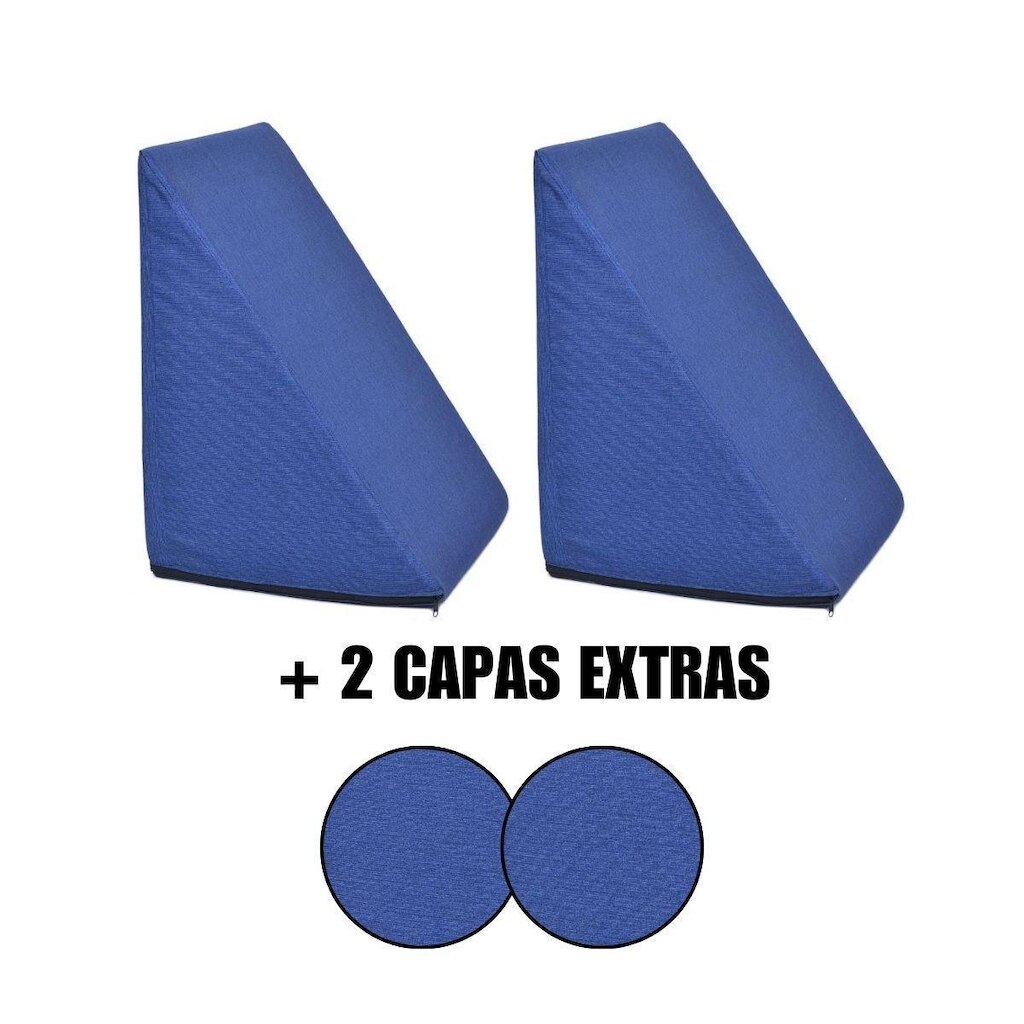 Kit 2 Almofada Triangular Encosto Espuma Antirefluxo Apoio Costas Anatômico Leitura + Capa Extra