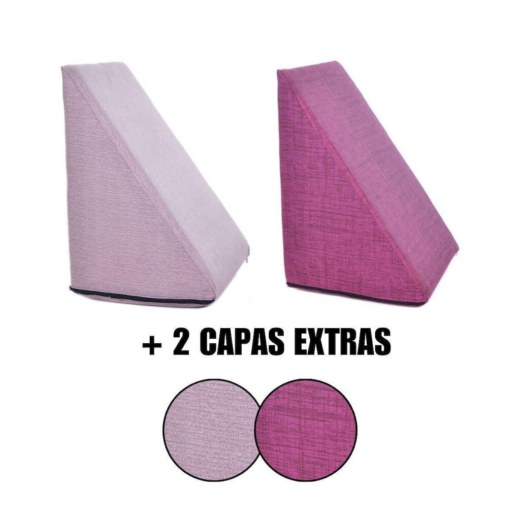 Kit 2 Almofada Triangular Encosto Espuma Antirefluxo Apoio Costas Anatômico Leitura + Capa Extra