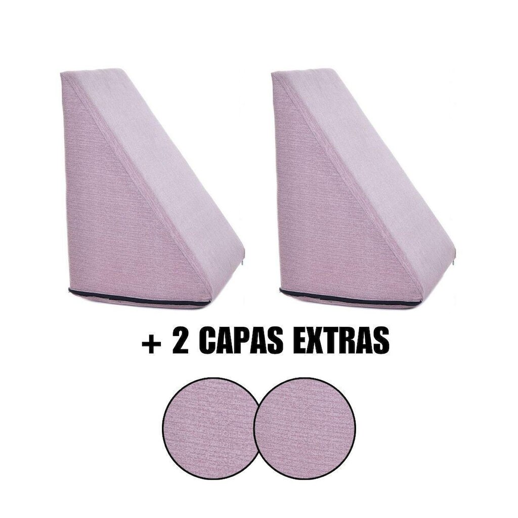 Kit 2 Almofada Triangular Encosto Espuma Antirefluxo Apoio Costas Anatômico Leitura + Capa Extra