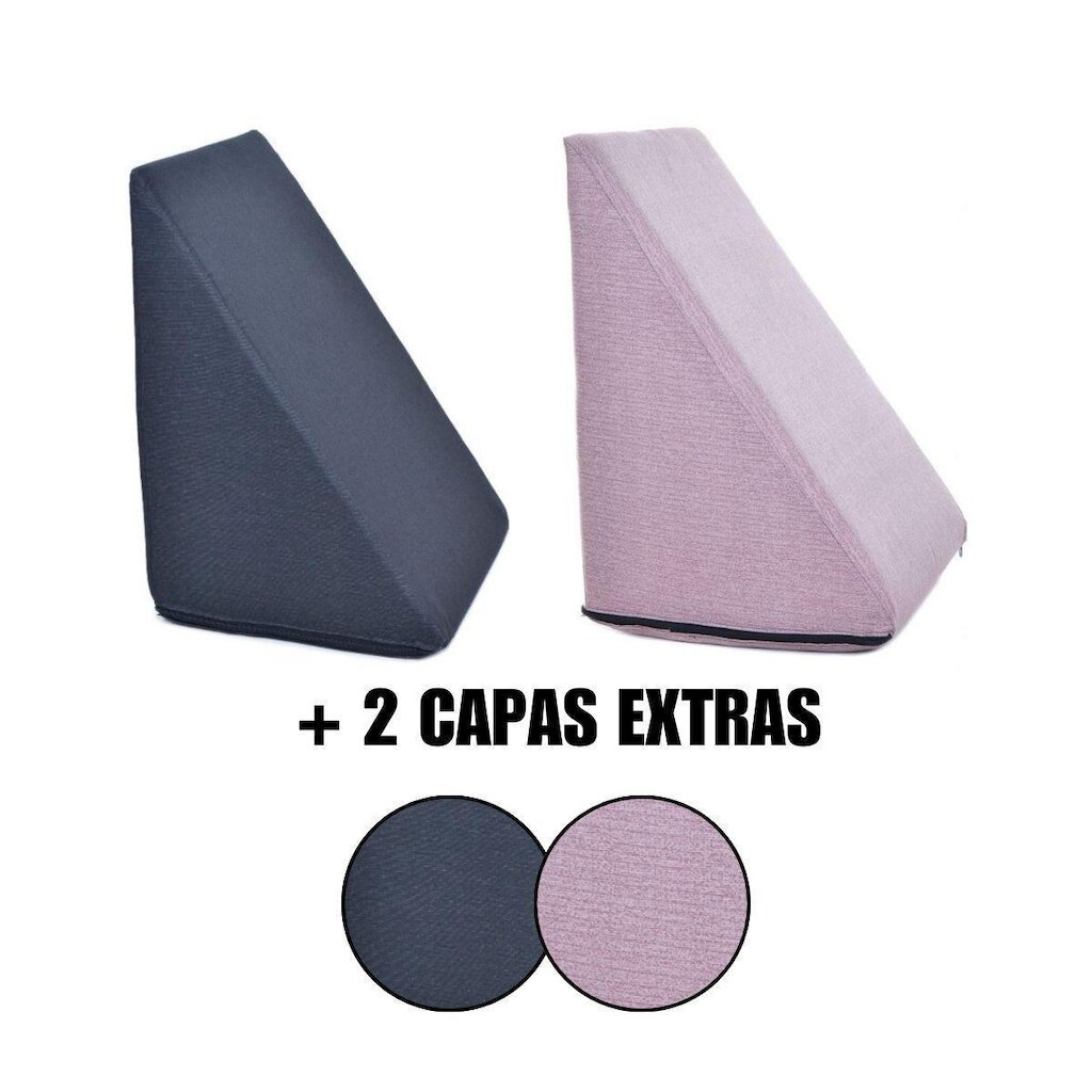 Kit 2 Almofada Triangular Encosto Espuma Antirefluxo Apoio Costas Anatômico Leitura + Capa Extra