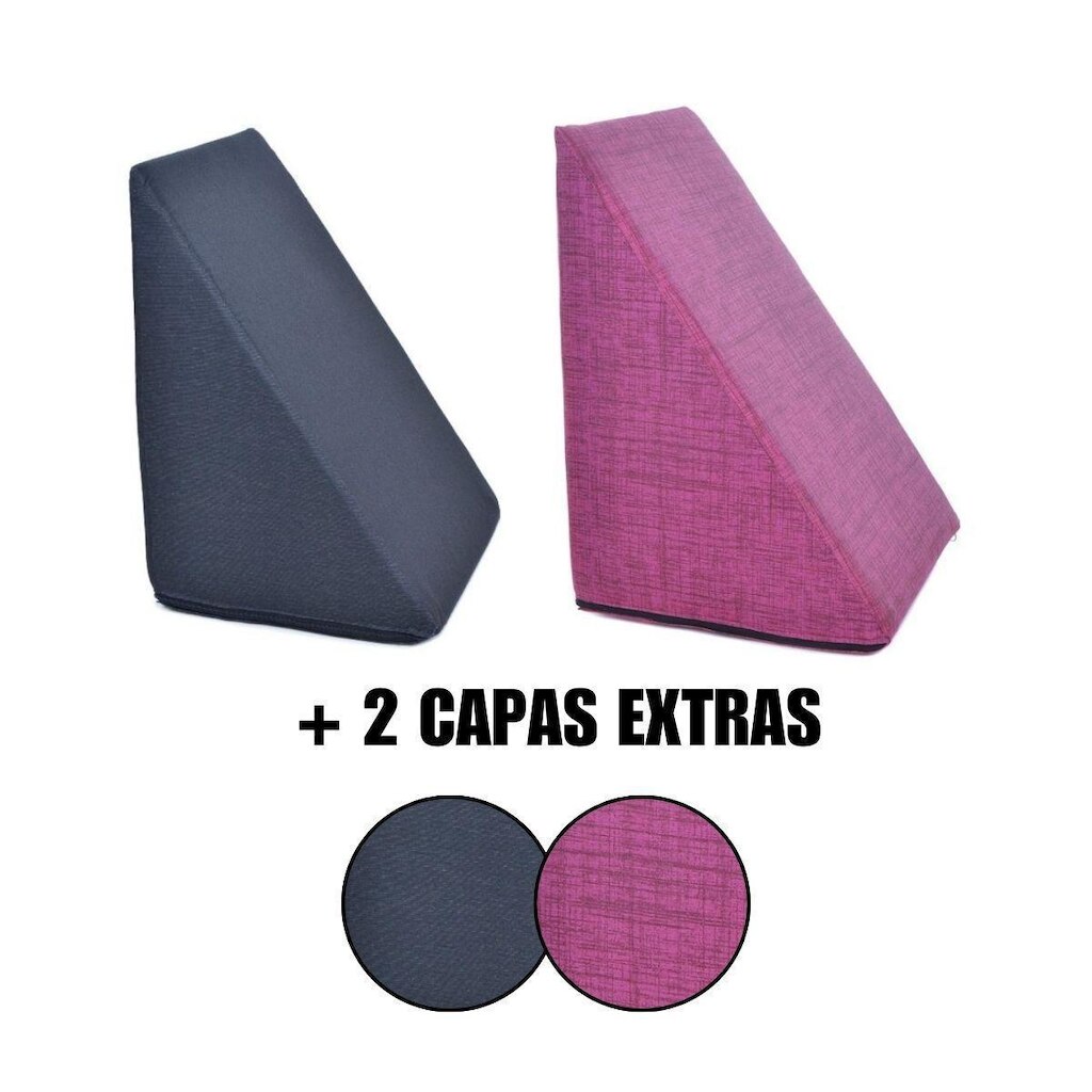 Kit 2 Almofada Triangular Encosto Espuma Antirefluxo Apoio Costas Anatômico Leitura + Capa Extra