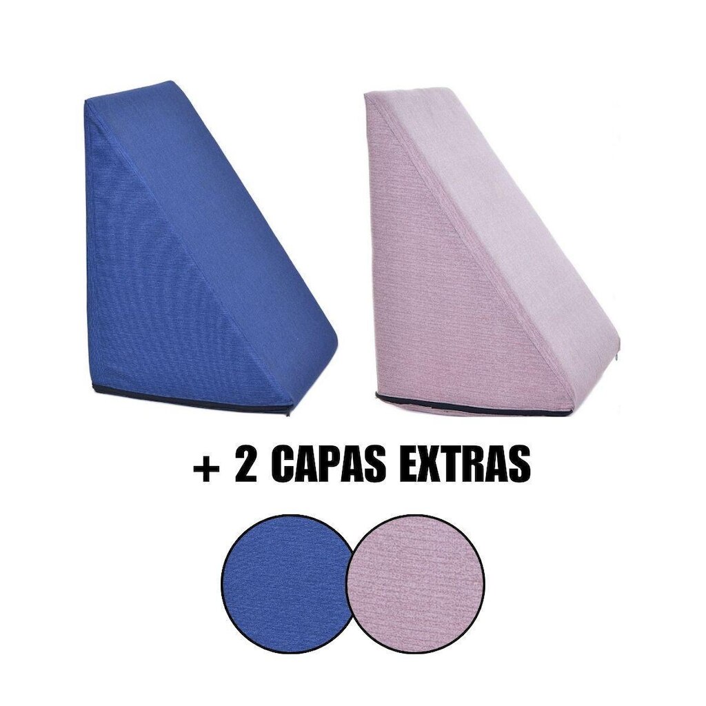 Kit 2 Almofada Triangular Encosto Espuma Antirefluxo Apoio Costas Anatômico Leitura + Capa Extra