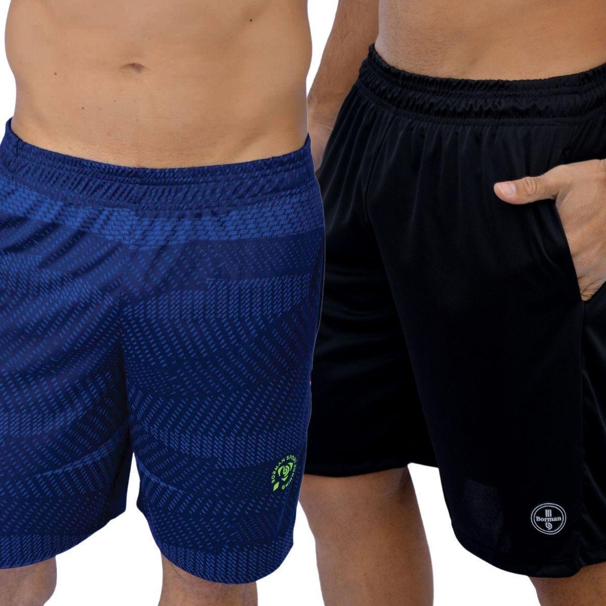 Kit Bermuda Bolso Roupa Academia Masculina Plus Size Preto