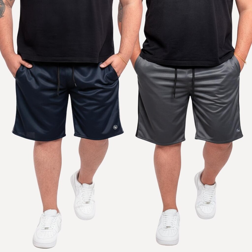 Kit 2 Bermuda Helanca Esporte Faixa Lateral Academia Casual