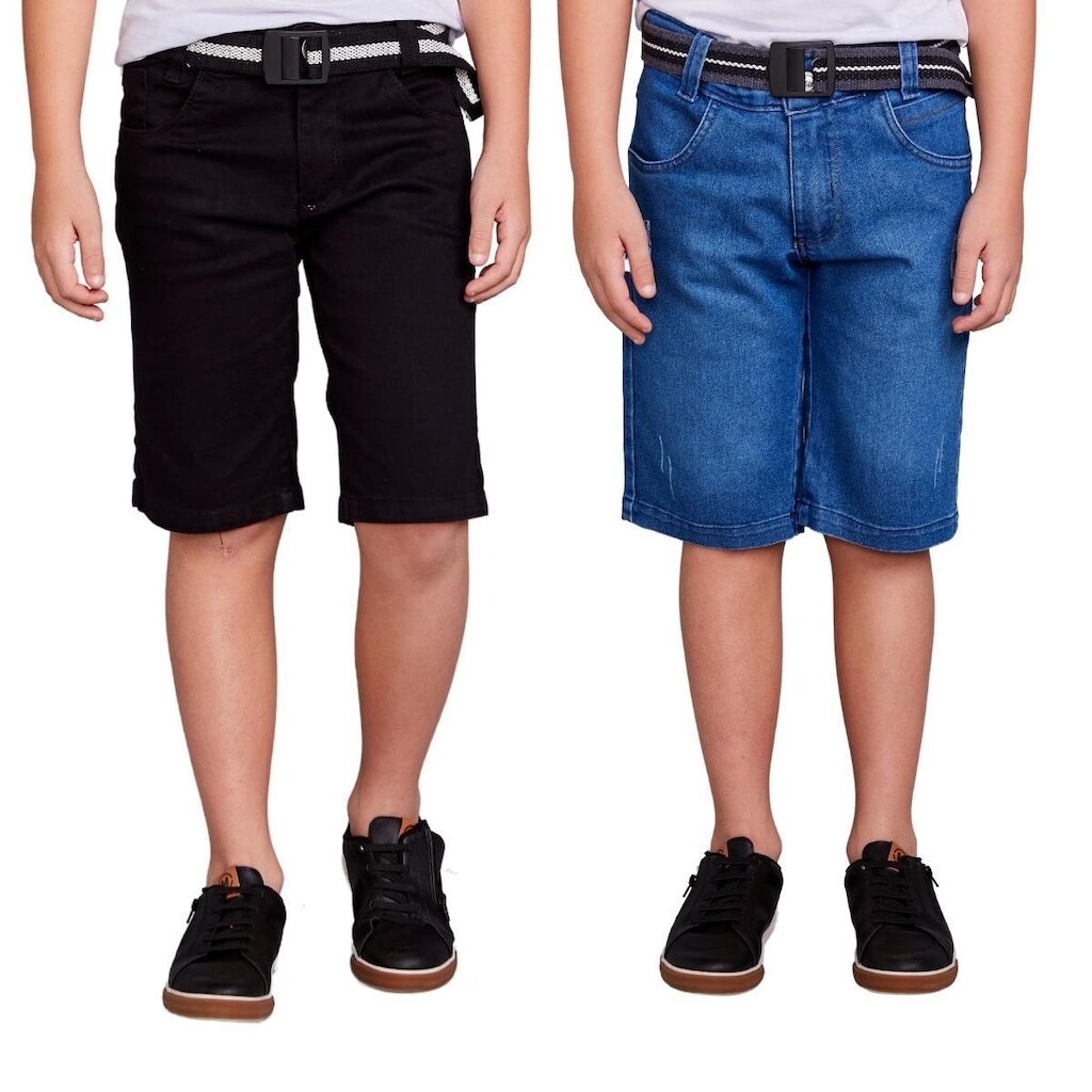 Kit 2 Bermuda Infantil Jeans Sarja Menino Short