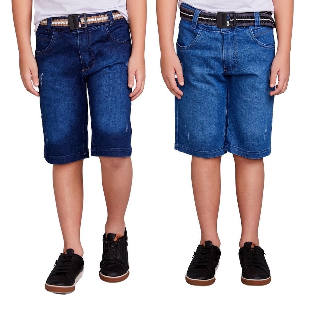 Kit 2 Bermuda Infantil Jeans Sarja Menino Short