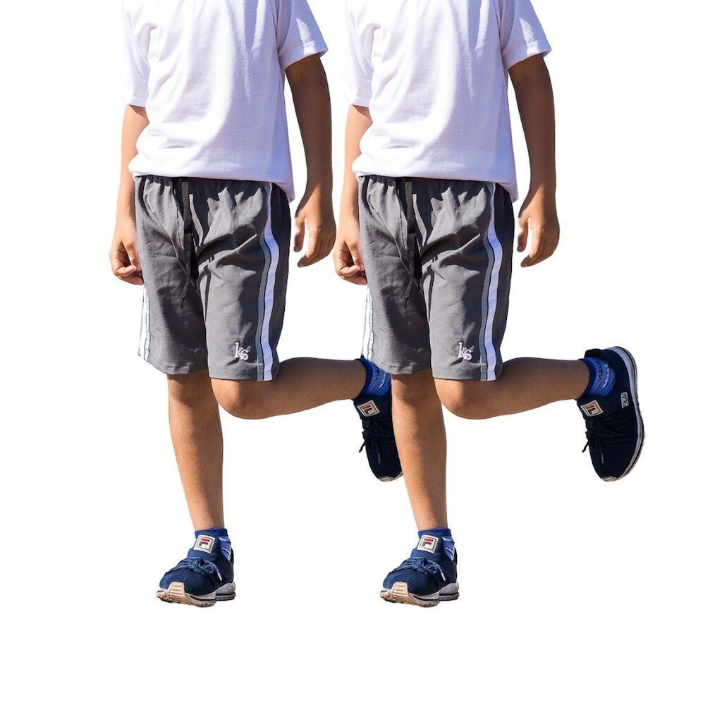 KIT 2 Bermuda Lisa Short Infantil Masculino Tactel com Elastano  - Cinza - 14