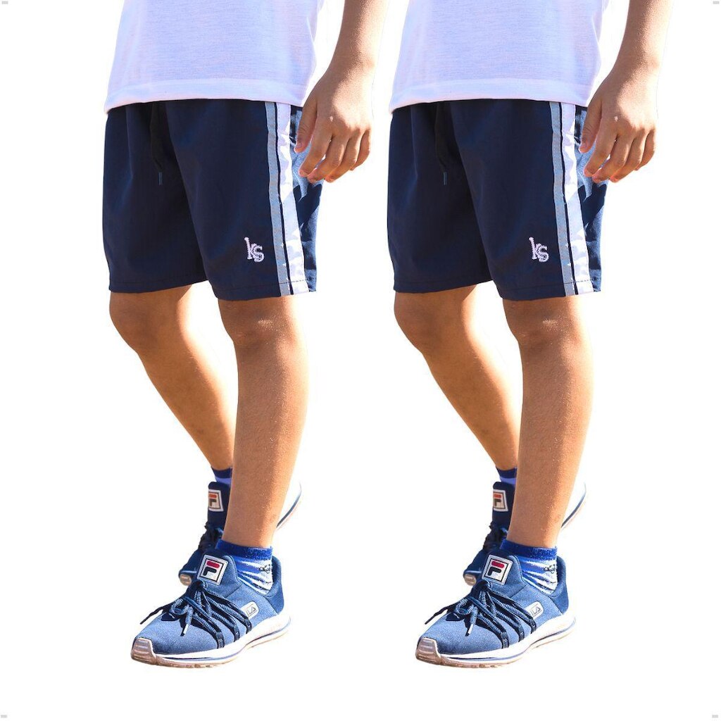 KIT 2 Bermuda Masculina Infantil Short Escolar Tactel com Elastano