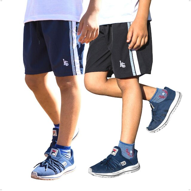 KIT 2 Bermuda Masculina Infantil Short Escolar Tactel com Elastano