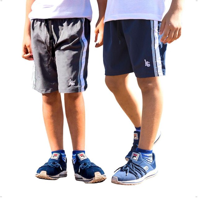 KIT 2 Bermuda Masculina Infantil Short Escolar Tactel com Elastano