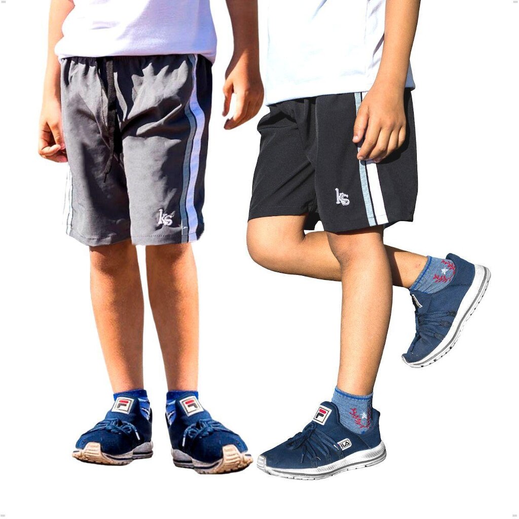 KIT 2 Bermuda Masculina Infantil Short Escolar Tactel com Elastano