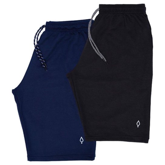 Kit 2 Bermuda Masculina Resina Short Moletinho Moletom Bermudas - Preto+Azul Menor preço em Kit 2 Bermuda Masculina Resina Short Moletinho Moletom Bermudas - Preto+Azul