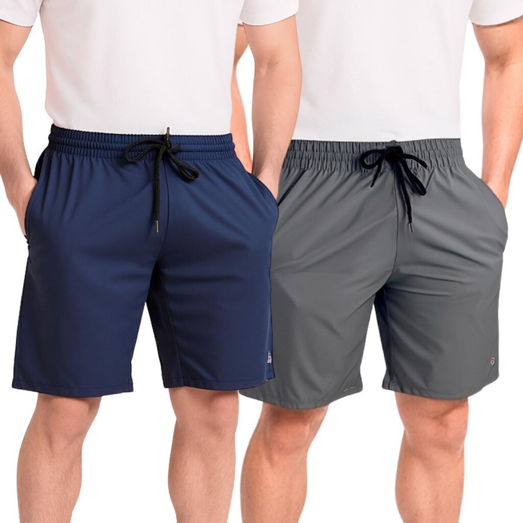 Kit 2 Bermuda Tactel Elastano Esporte Casual Academia Treino