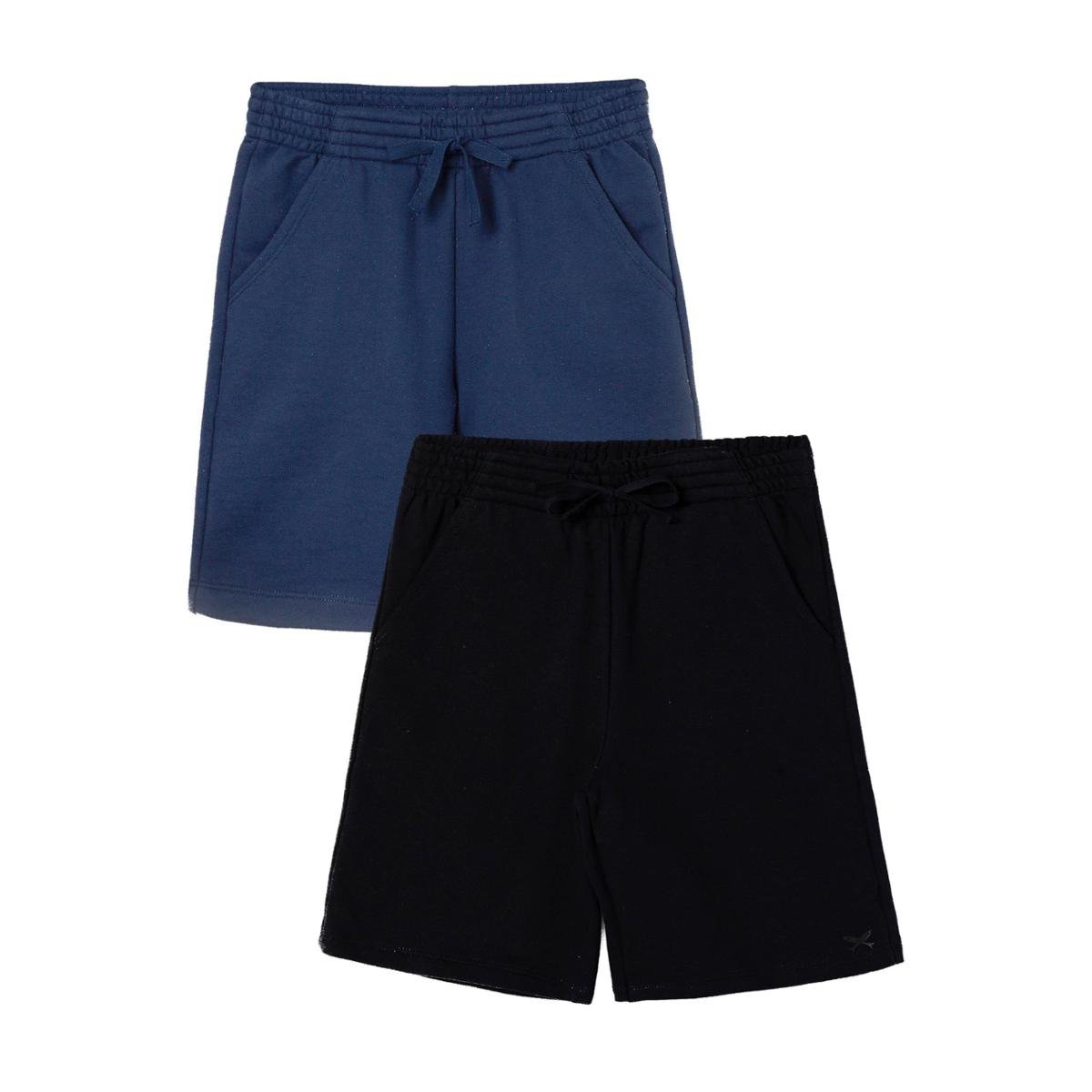 Kit 2 Bermudas Infantis Menino Em Moletom - Azul E Preto 014 Menor preço em Kit 2 Bermudas Infantis Menino Em Moletom - Azul E Preto 014